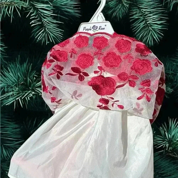 3-6mo Embroidered Christmas white and red Purple&Rose dress. Dsct w bundle. - Picture 6 of 10